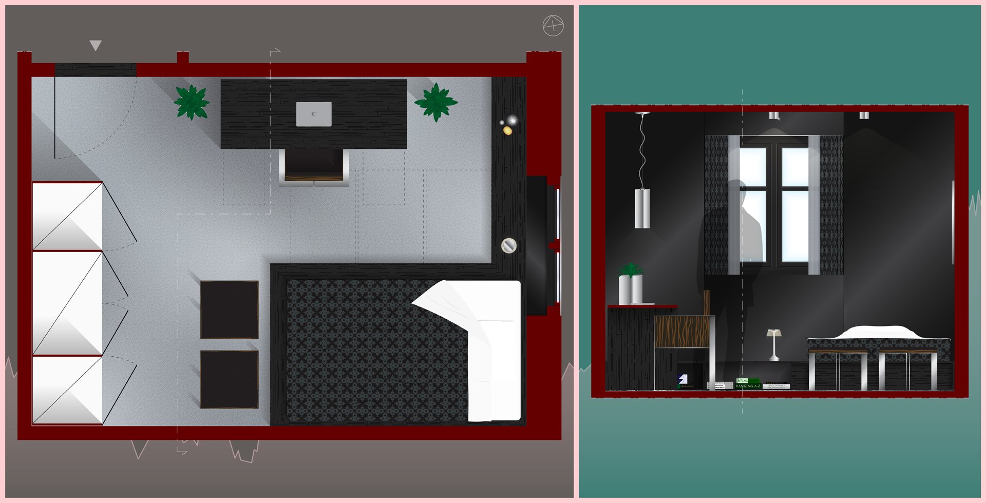 Bedroom section & plan